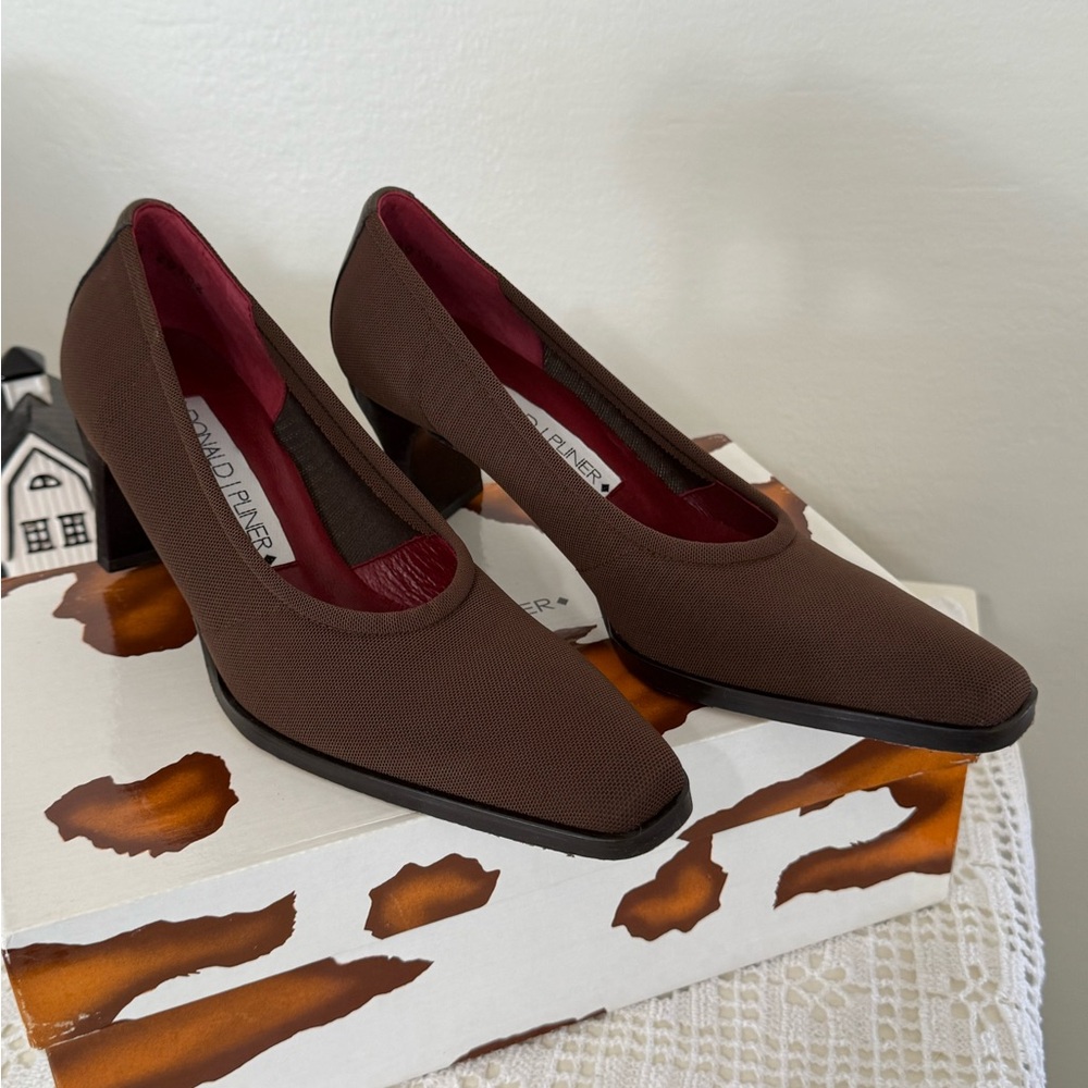 Donald J Pliner Lanier Cognac Brown Bronze Women's Mesh Pumps